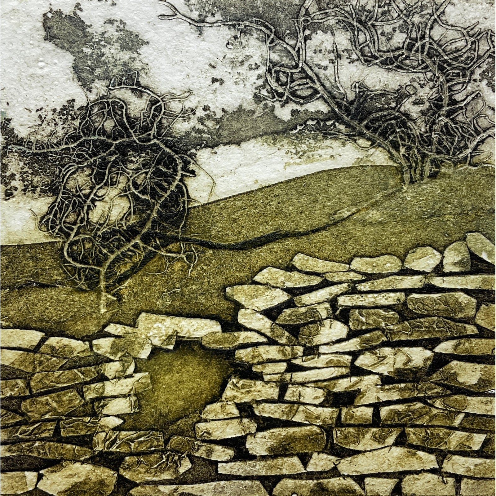 A Way Through, limited edition collagraph  by Sarah Ross-Thompson available at Padstow Gallery, Cornwall