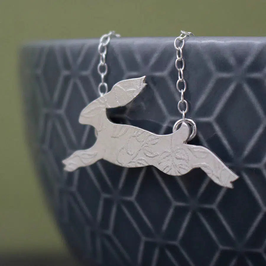 JT328 Watercolour Baby Hare Necklace by Jo Tinley, at Padstow Gallery, Cornwall