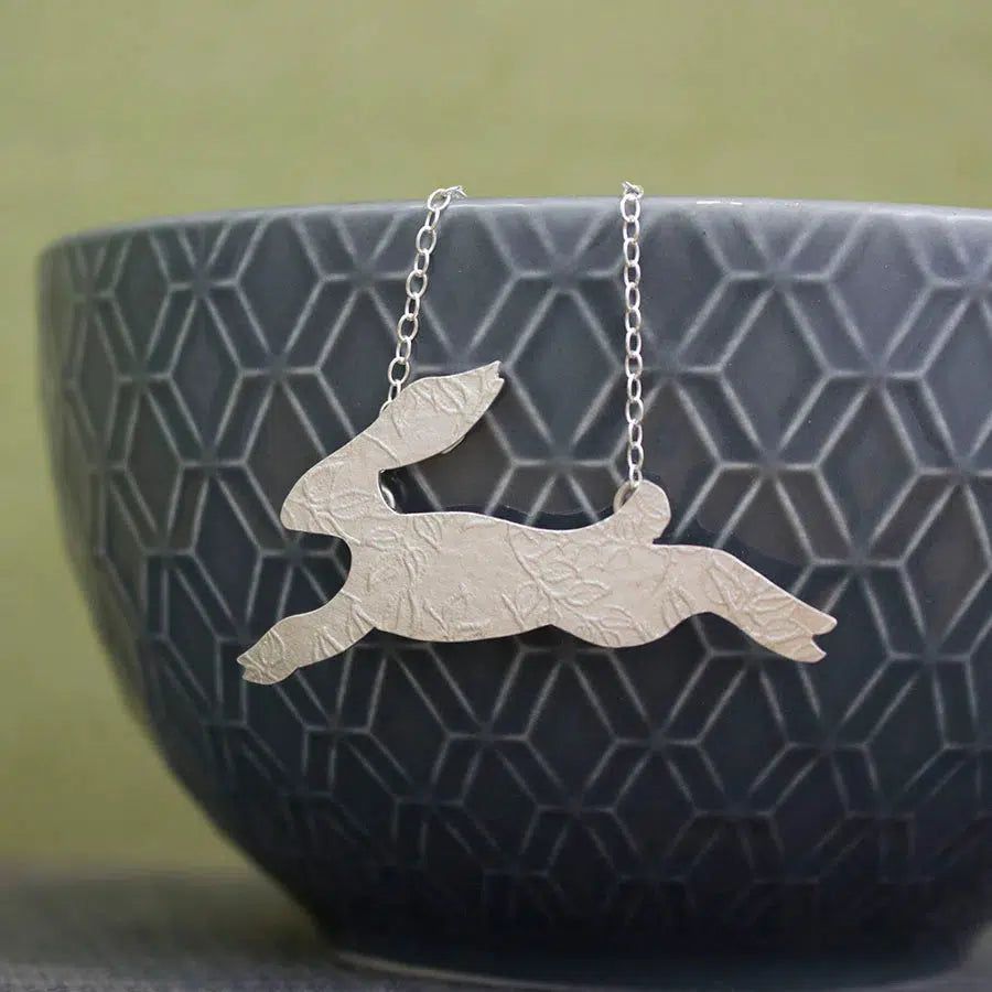 JT329 Watercolour Small Hare Necklace by Jo Tinley, at Padstow Gallery, Cornwall