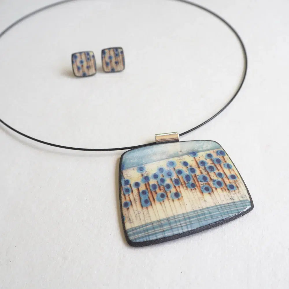 P-STS Stems Squared Pendant by Karen Howarth at Padstow Gallery, Cornwall