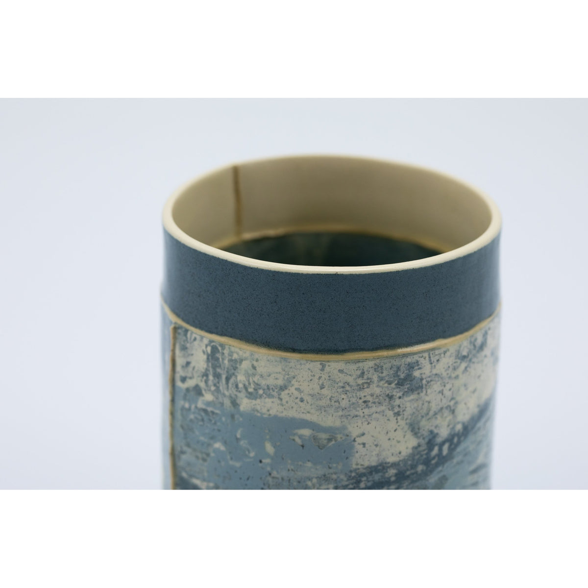 Small Vessel (SV89) | Navy and Yellow | handbuilt ceramic created by Emily-Kriste Wilcox, available from Padstow Gallery, Cornwall