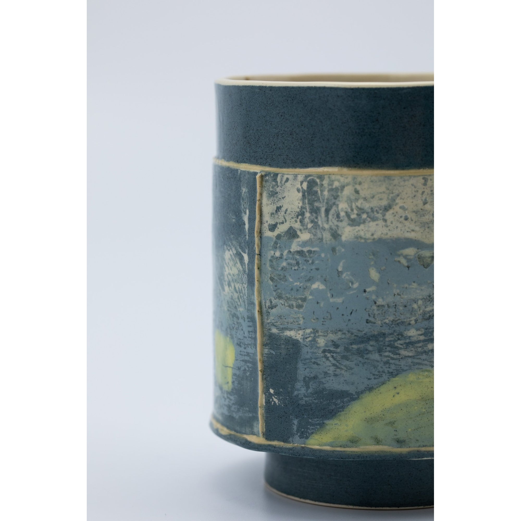 Small Vessel (SV89) | Navy and Yellow | handbuilt ceramic created by Emily-Kriste Wilcox, available from Padstow Gallery, Cornwall