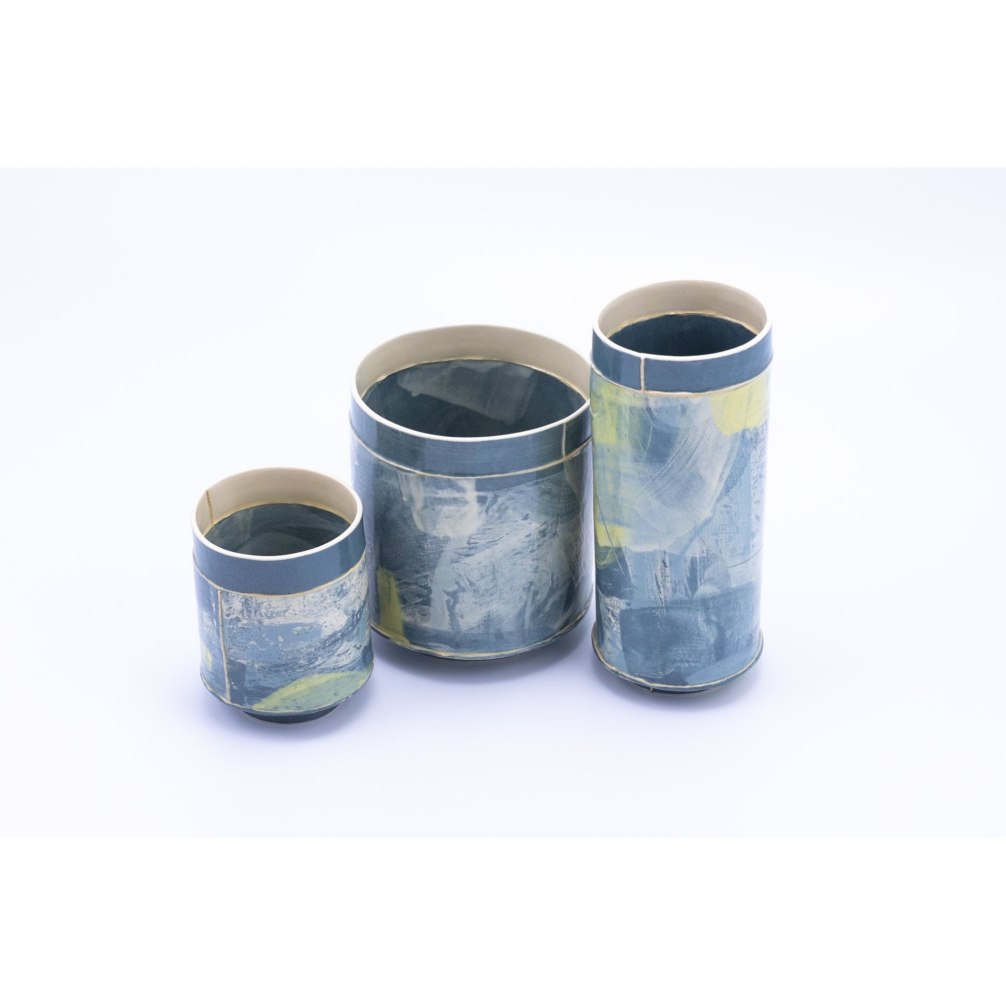 Handbuilt ceramic vessel group by Emily-Kriste Wilcox, available from Padstow Gallery, Cornwall