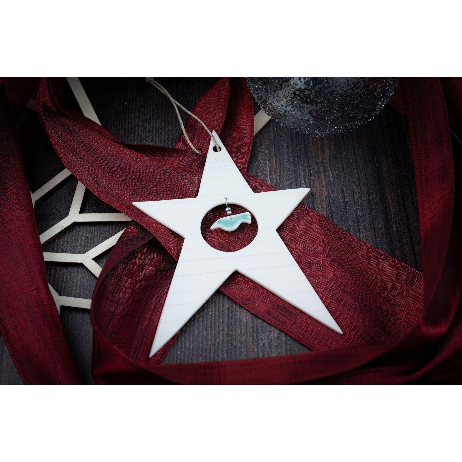 Porcelain Star Decoration by Rhian Winslade, available at Padstow Gallery, Cornwall