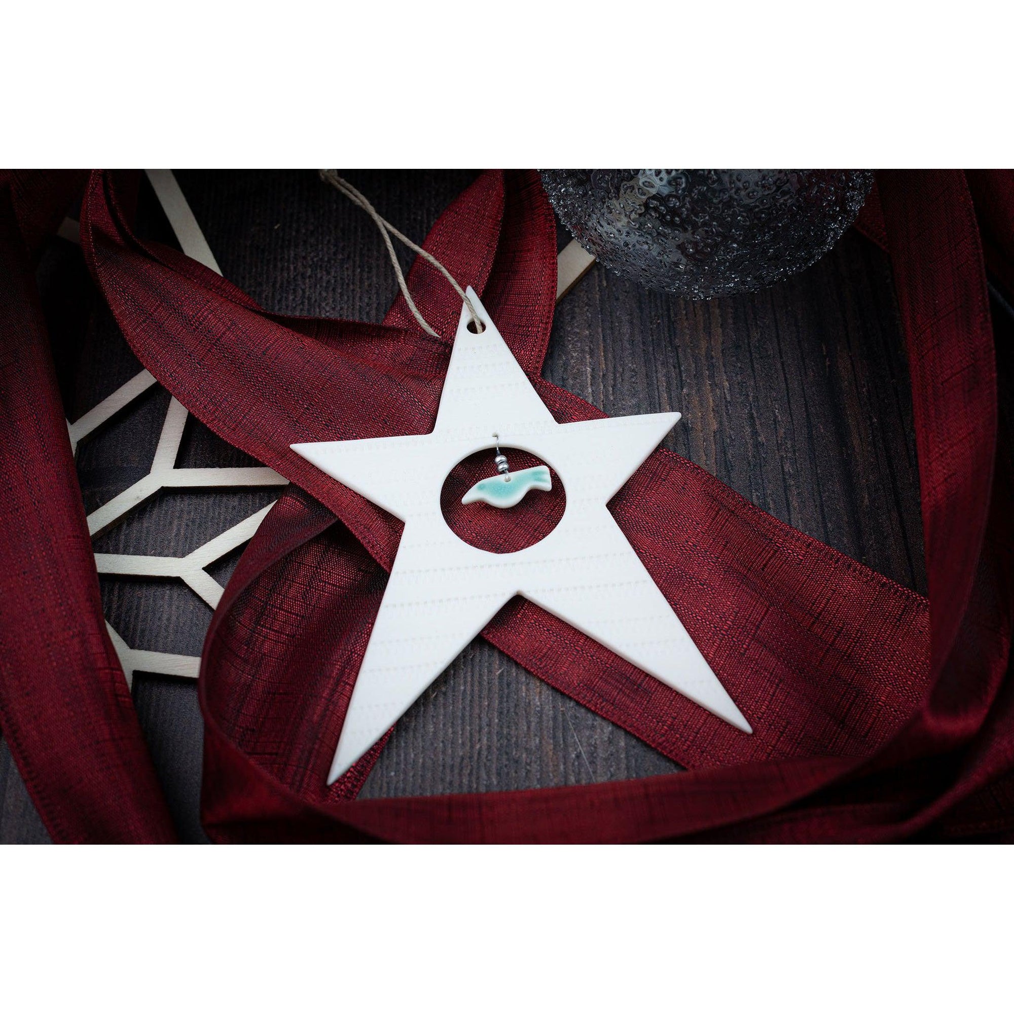 Porcelain Star Decoration by Rhian Winslade, available at Padstow Gallery, Cornwall
