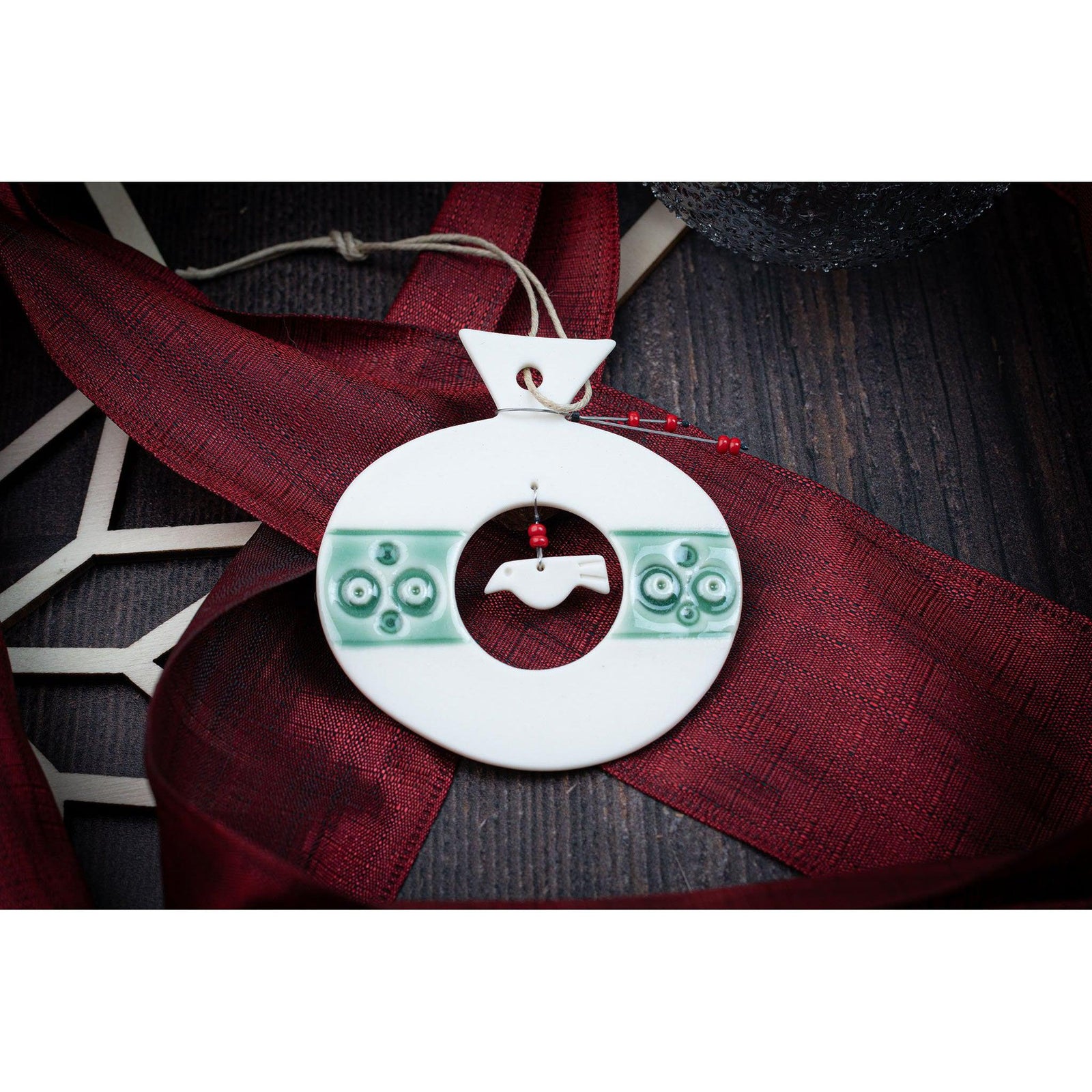 Round Bauble Decoration by Rhian Winslade, at Padstow Gallery, Cornwall