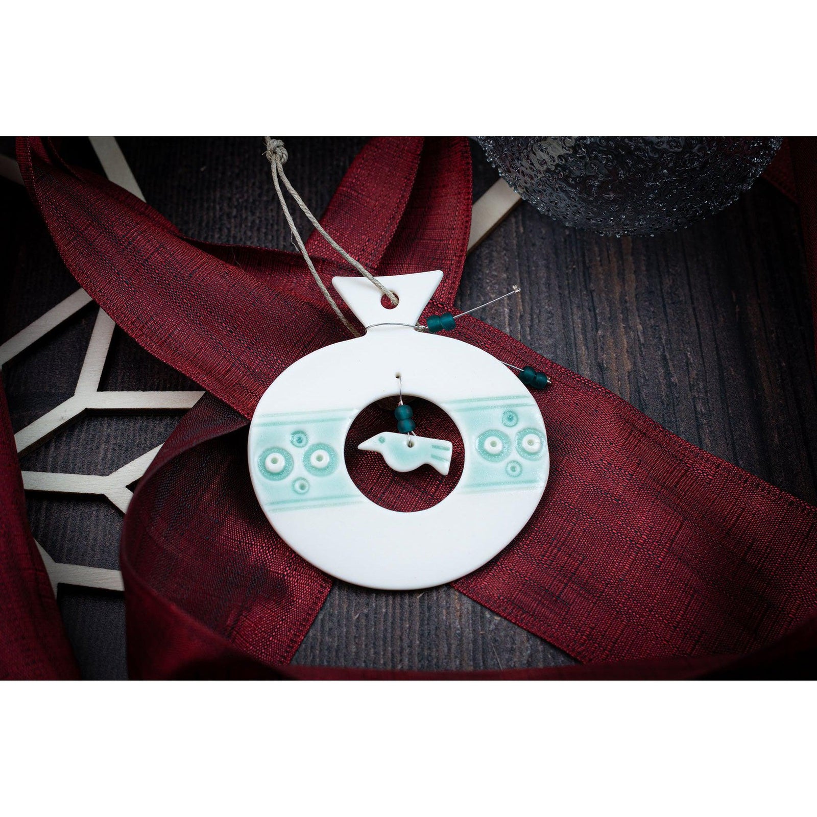 Round Bauble Decoration by Rhian Winslade, at Padstow Gallery, Cornwall