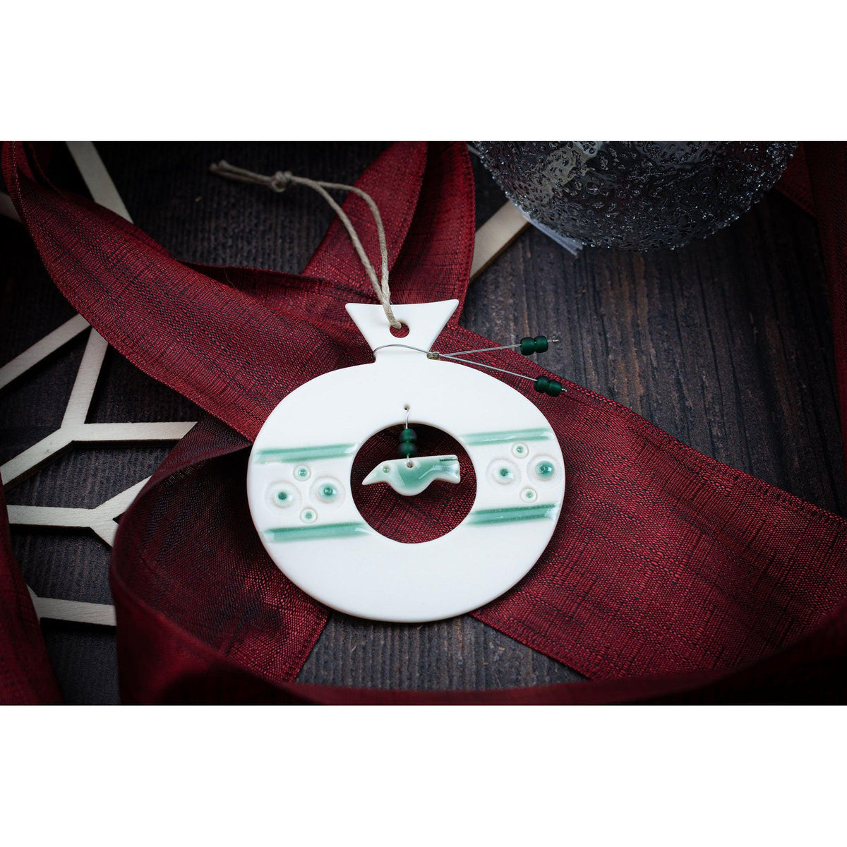 Round Bauble Decoration by Rhian Winslade, at Padstow Gallery, Cornwall