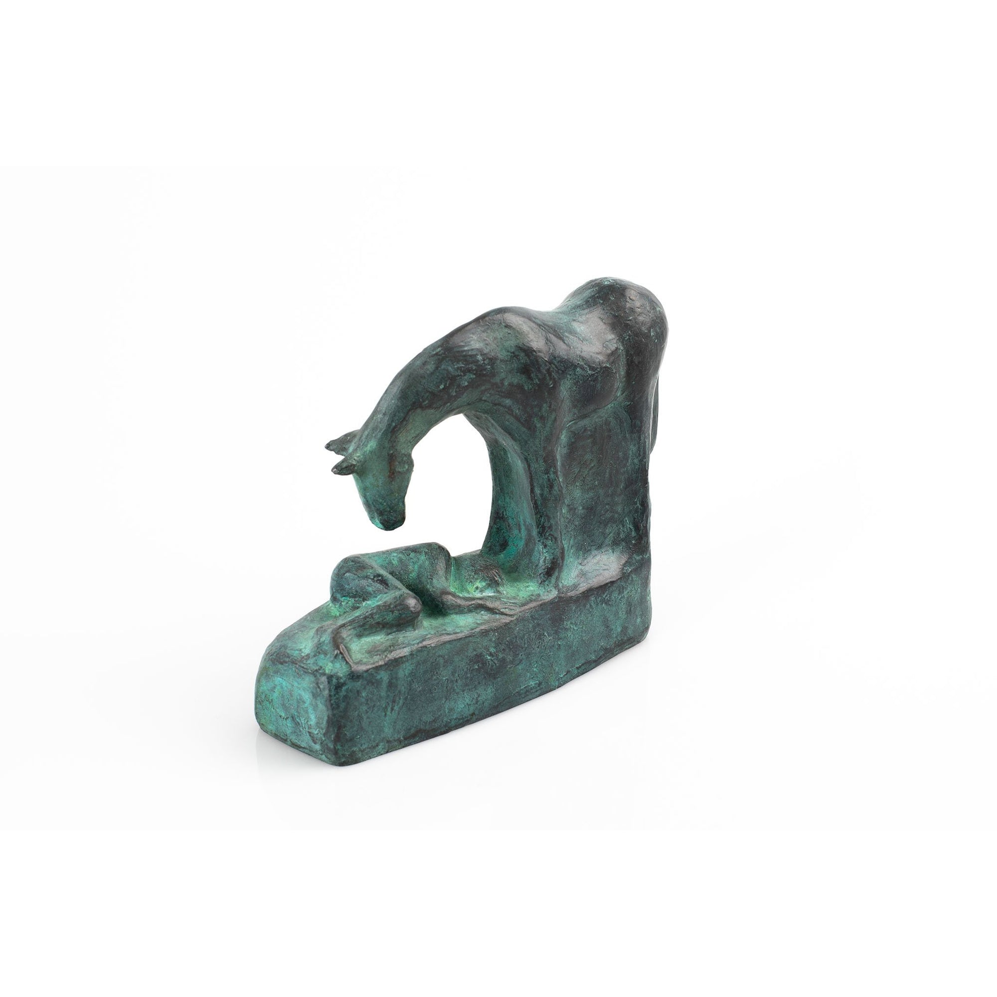 Lying open edition bronze resin sculpture by Sophie Howard, available at Padstow Gallery, Cornwall
