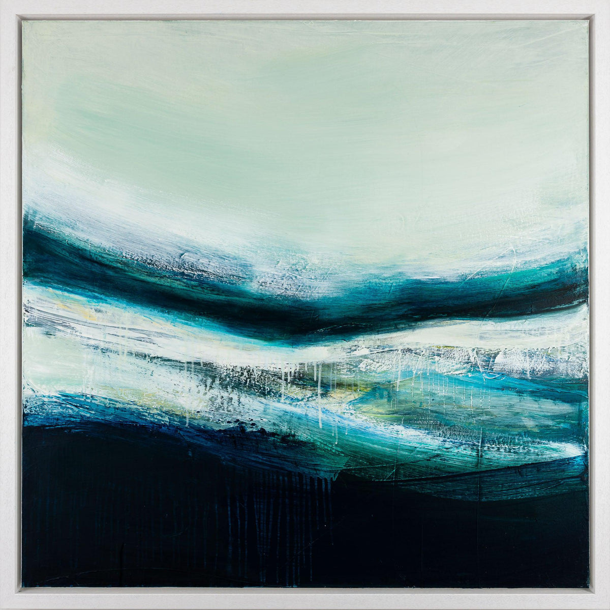 &#39;Viridian Sea&#39; oil original by Justine Lois Thorpe, available at Padstow Gallery, Cornwall