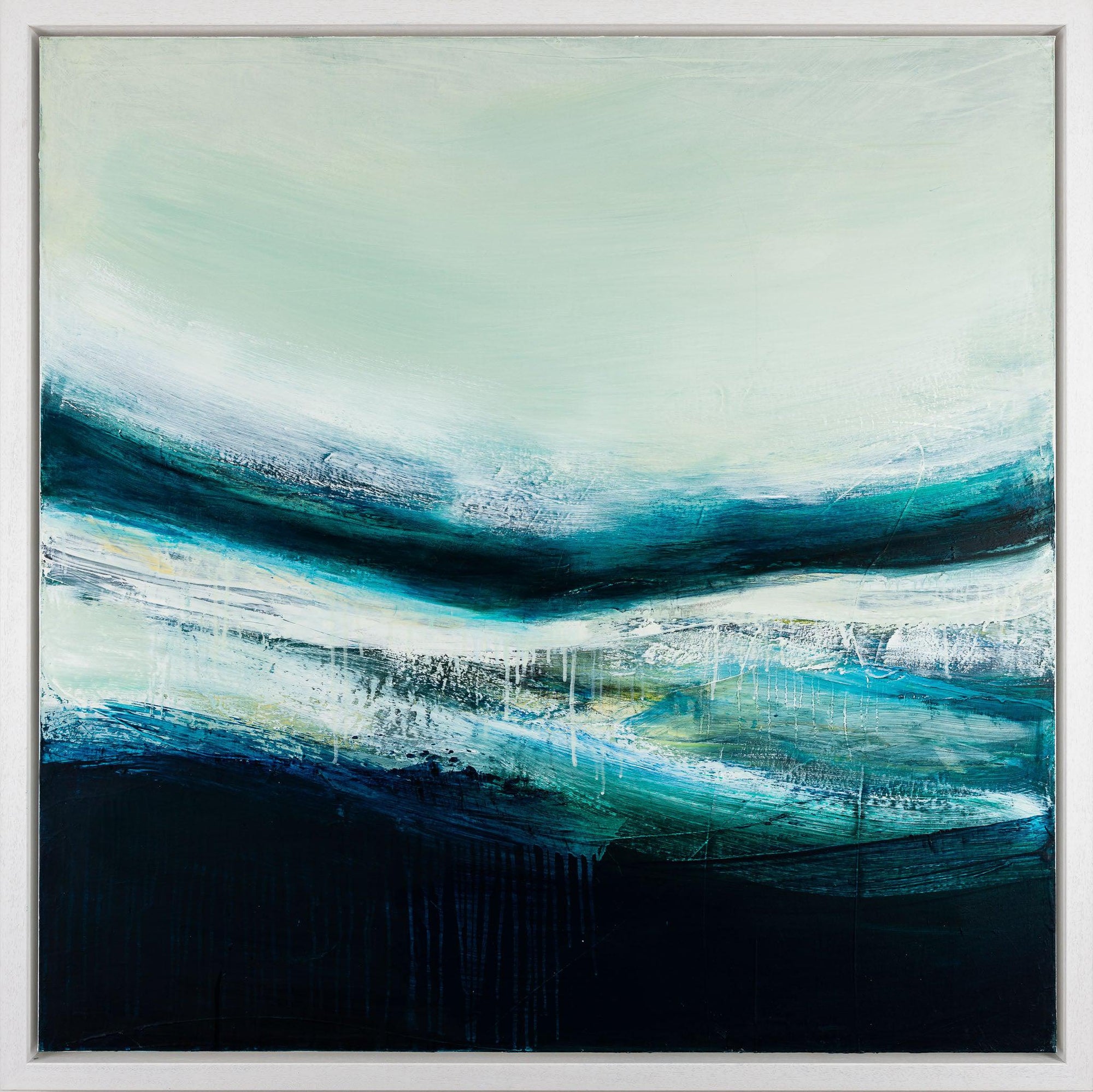 'Viridian Sea' oil original by Justine Lois Thorpe, available at Padstow Gallery, Cornwall