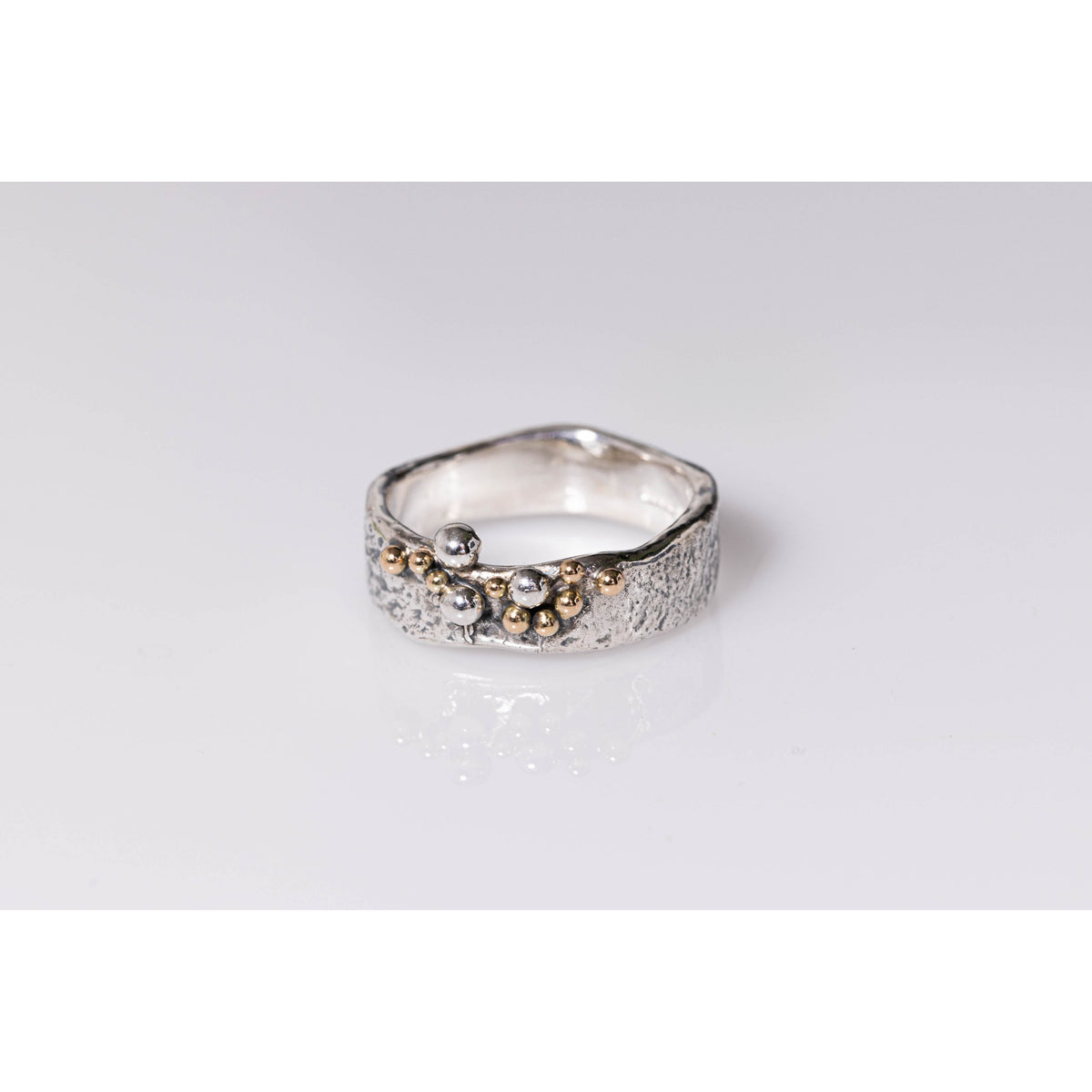 &#39;SA R14 Organic Silver Ring&#39; by Sandra Austin jewellery, available at Padstow Gallery, Cornwall