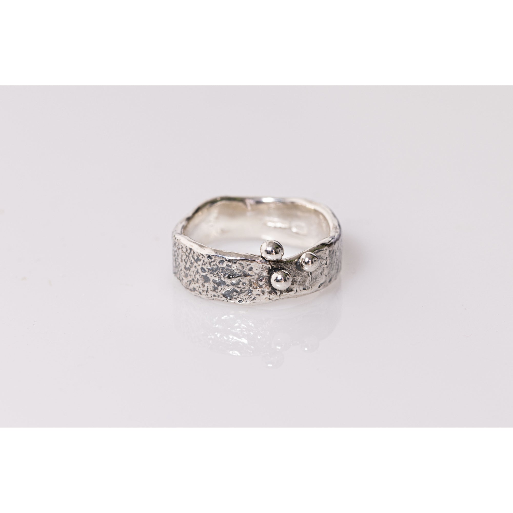 'SA R13 Organic Silver Ring' by Sandra Austin jewellery, available at Padstow Gallery, Cornwall