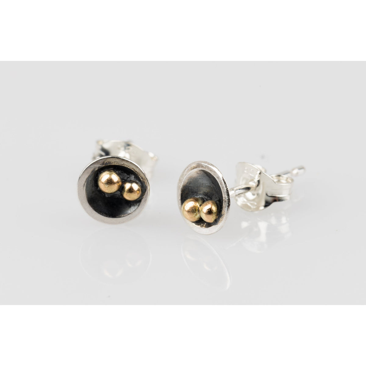 &#39;SA Ea46 Domed oxidised studs&#39; by Sandra Austin jewellery, available at Padstow Gallery, Cornwall