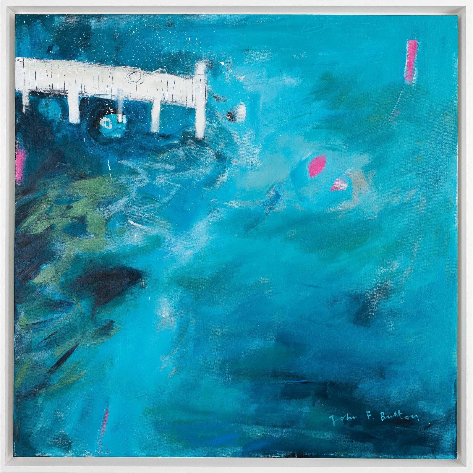 'Dive in!’ acrylic on board by John Button, available at Padstow Gallery, Cornwall