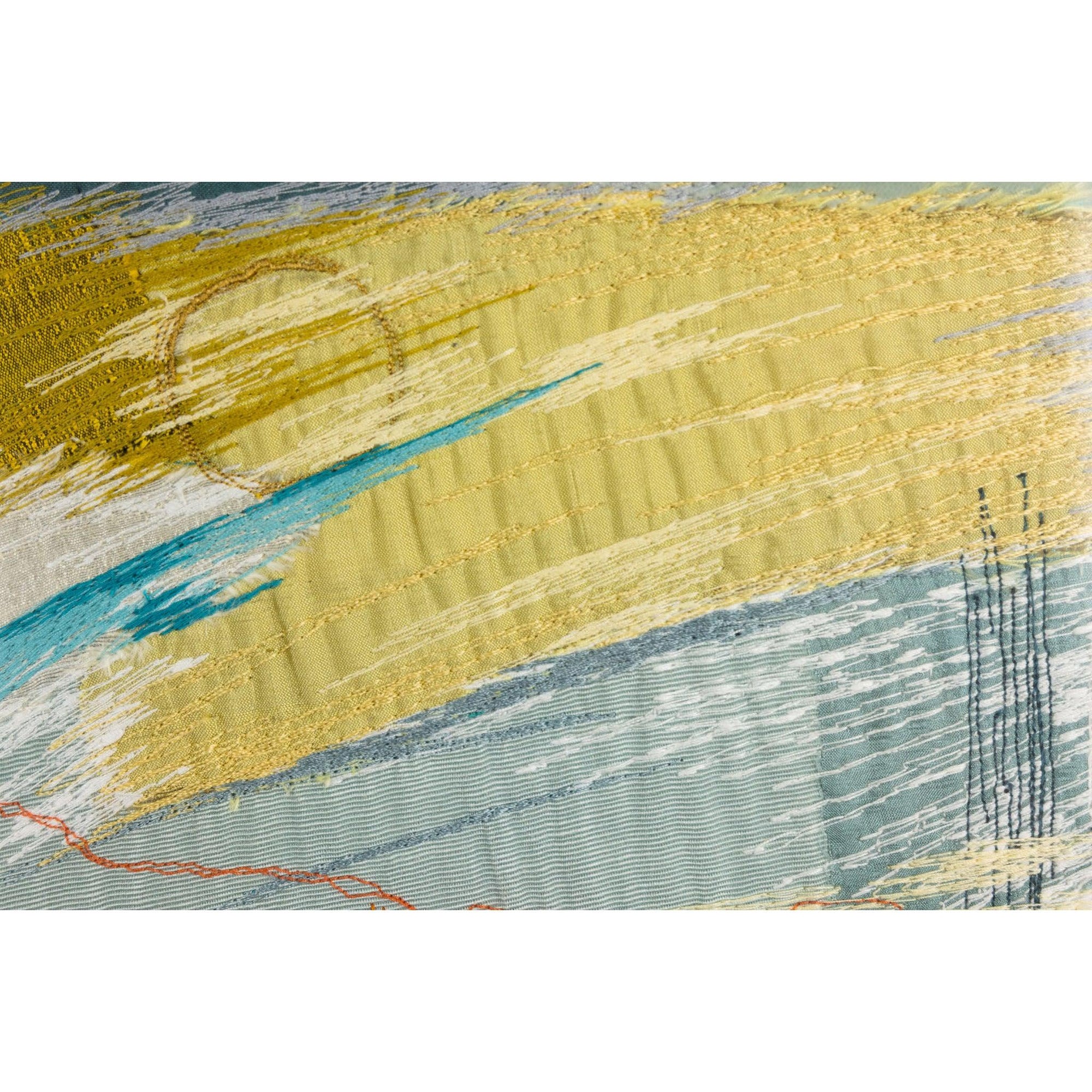 'Half a Yellow Sun' dynamic stitched textiles by Sarah Pooley, available at Padstow Gallery, Cornwall