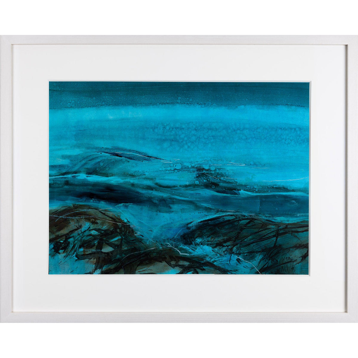 Submerging mixed media original by Jo Ellis, available at Padstow Gallery, Cornwall