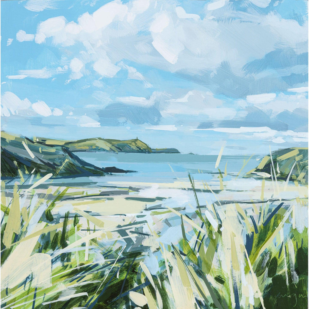 ‘Baby’s Bay’ acrylic on wood block by Imogen Bone. Available at Padstow Gallery, Cornwall