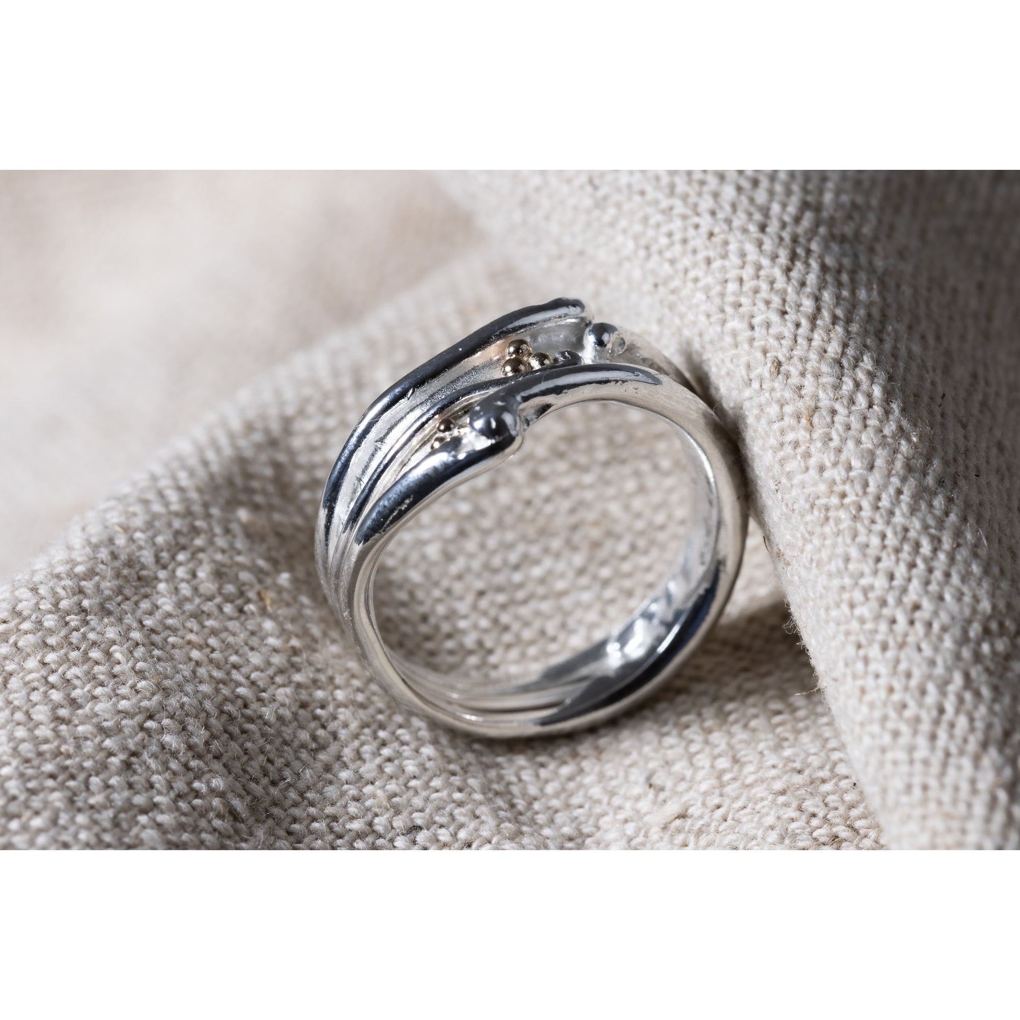 'LG04 Silver & 9ct Gold Ring' by Les Grimshaw, available at Padstow Gallery, Cornwall
