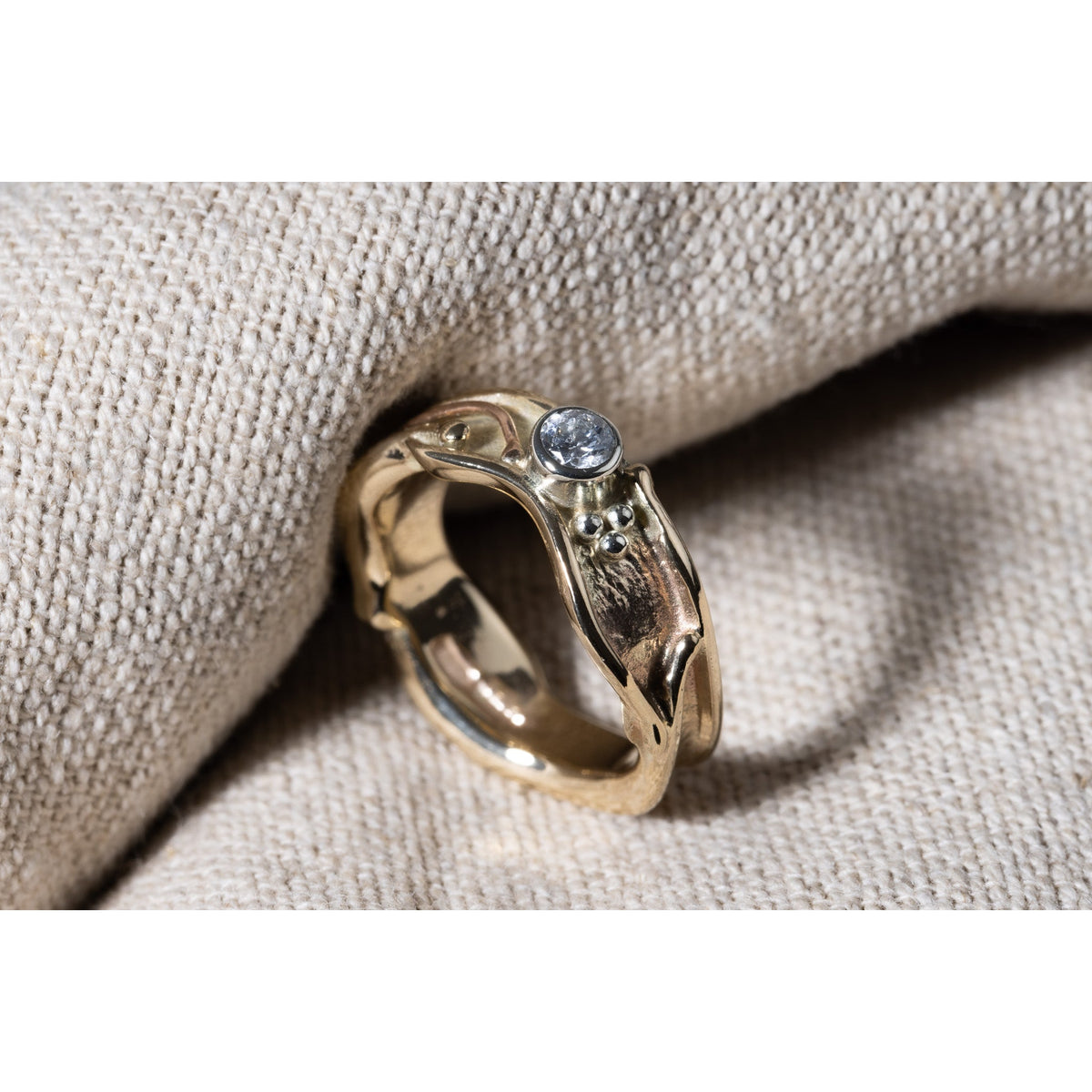 &#39;LG25 9ct Gold &amp; Diamond Ring&#39; by Les Grimshaw, available at Padstow Gallery, Cornwall
