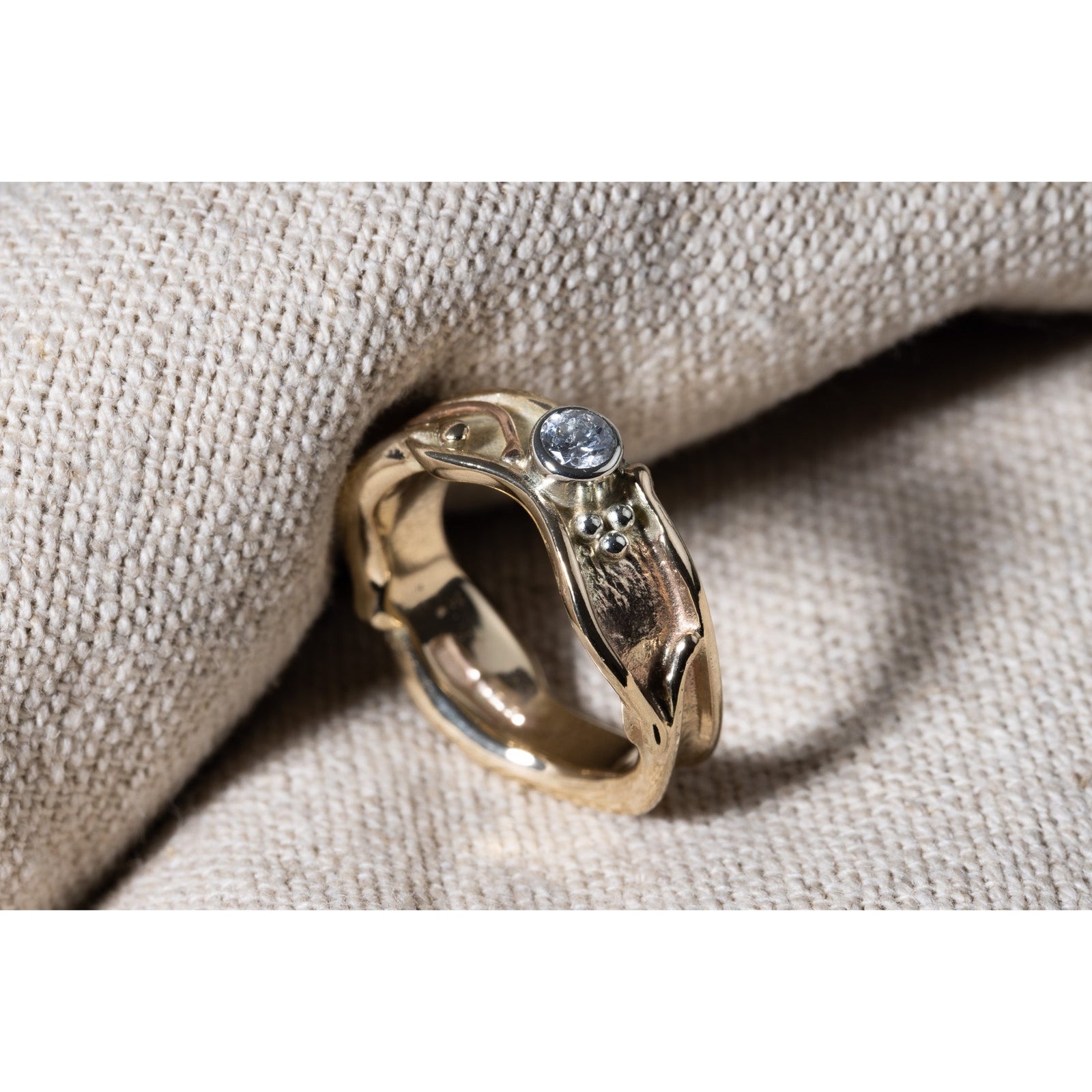 'LG25 9ct Gold & Diamond Ring' by Les Grimshaw, available at Padstow Gallery, Cornwall