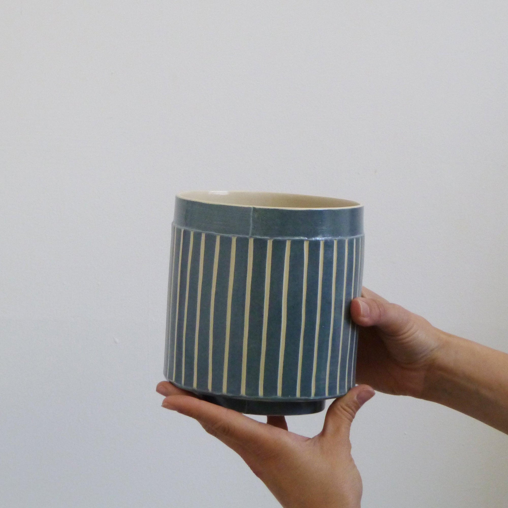 Mid Round Vessel (MR5) | Blue | handbuilt ceramic created by Emily-Kriste Wilcox, available from Padstow Gallery, Cornwall