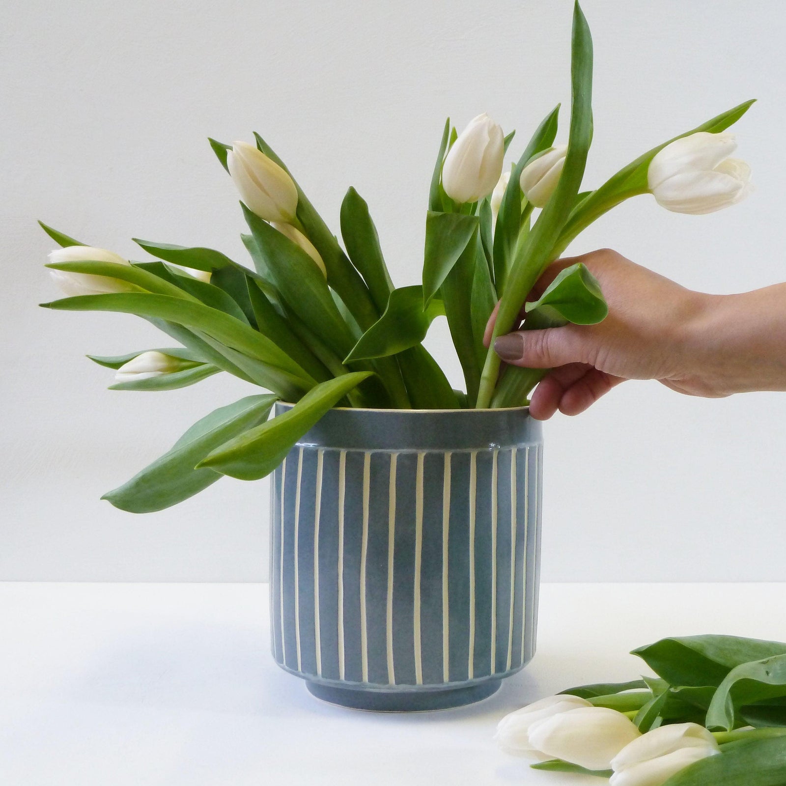 Mid Round Vessel (MR5) | Blue | handbuilt ceramic created by Emily-Kriste Wilcox, available from Padstow Gallery, Cornwall