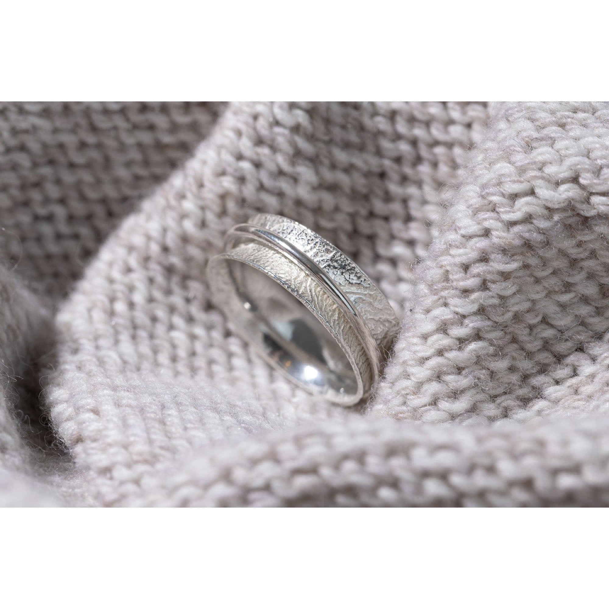 'LG51 - Silver 'Worry' Ring' by Les Grimshaw, available at Padstow Gallery, Cornwall