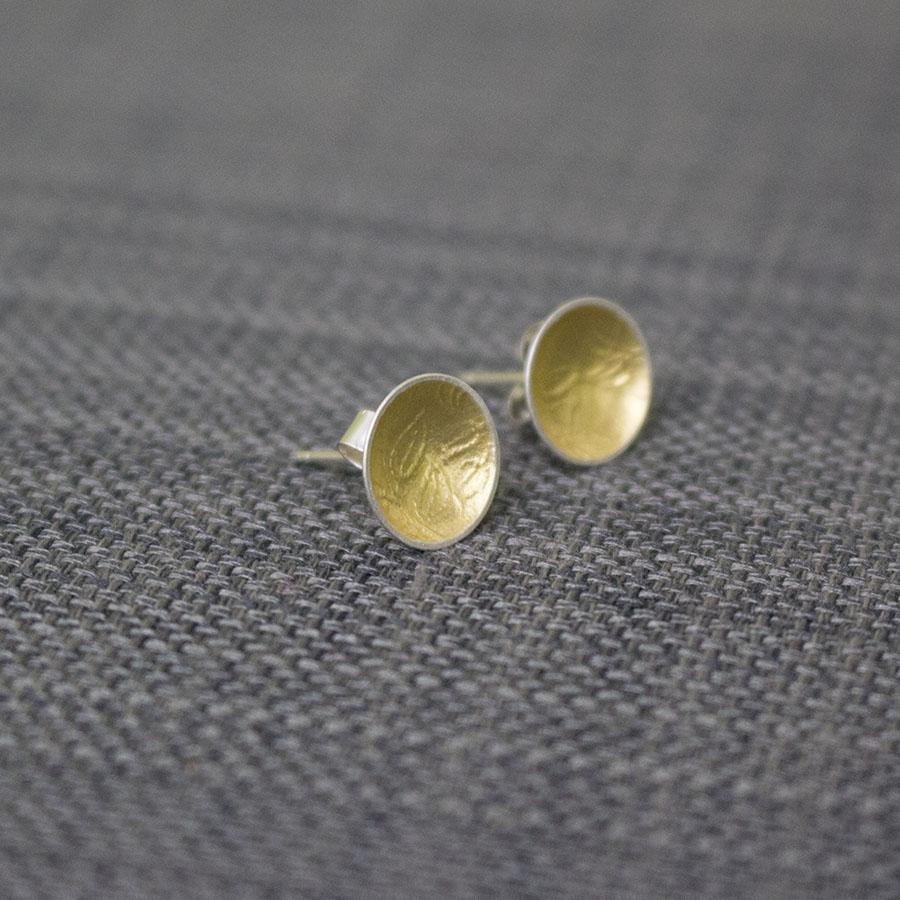 JT314 Golden Watercolour Vines Cup Stud Earrings by Jo Tinley, at Padstow Gallery, Cornwall