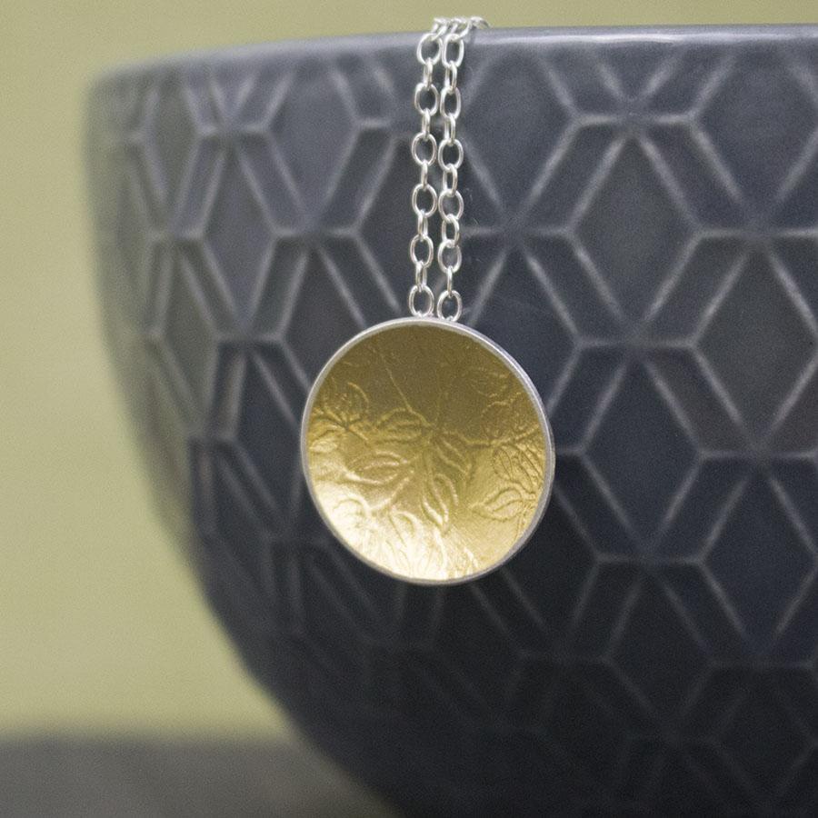 JT312 Golden Watercolour Vines Cup Pendant by Jo Tinley at Padstow Gallery, Cornwall