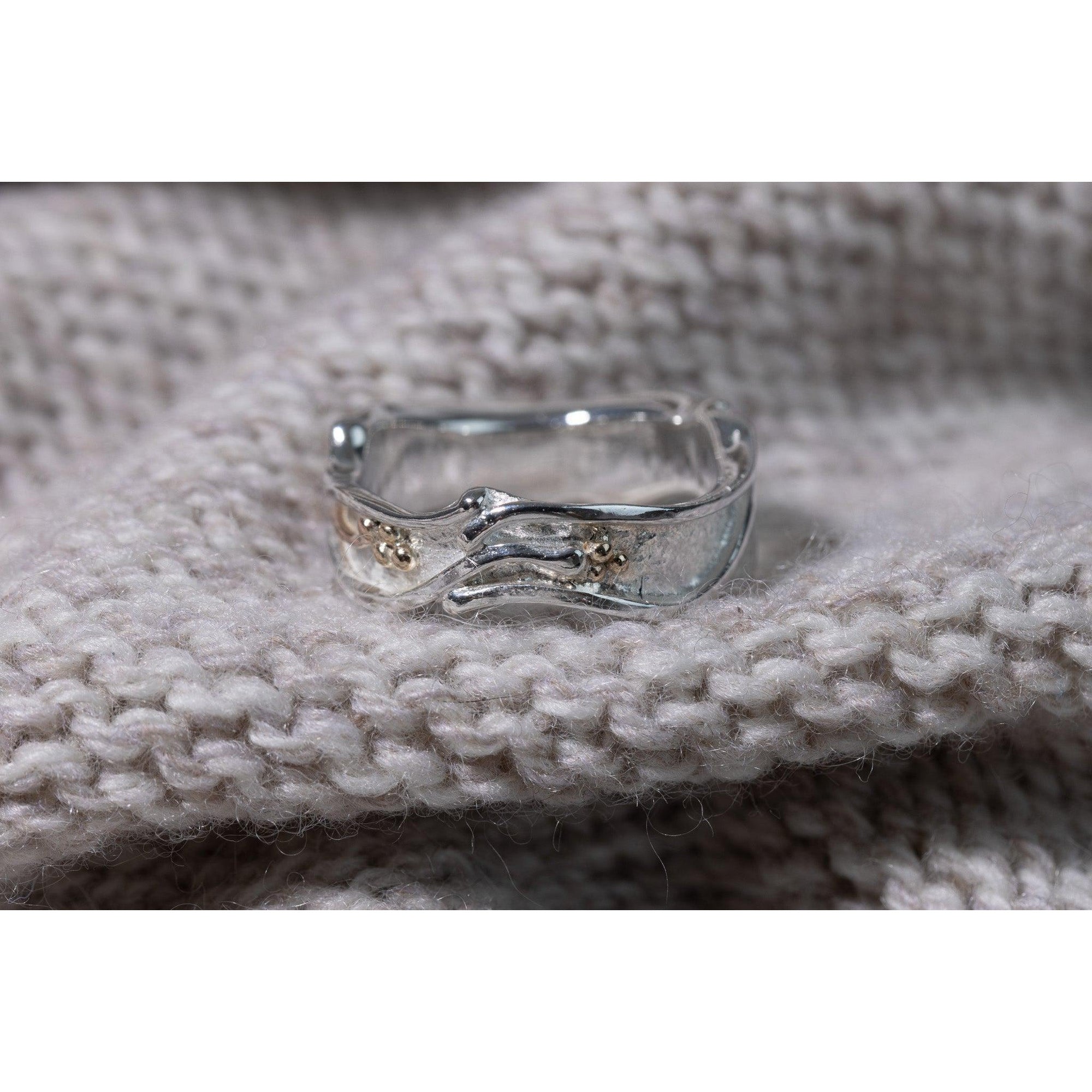 'LG56 - Silver Ring with 9ct Gold' by Les Grimshaw, available at Padstow Gallery, Cornwall
