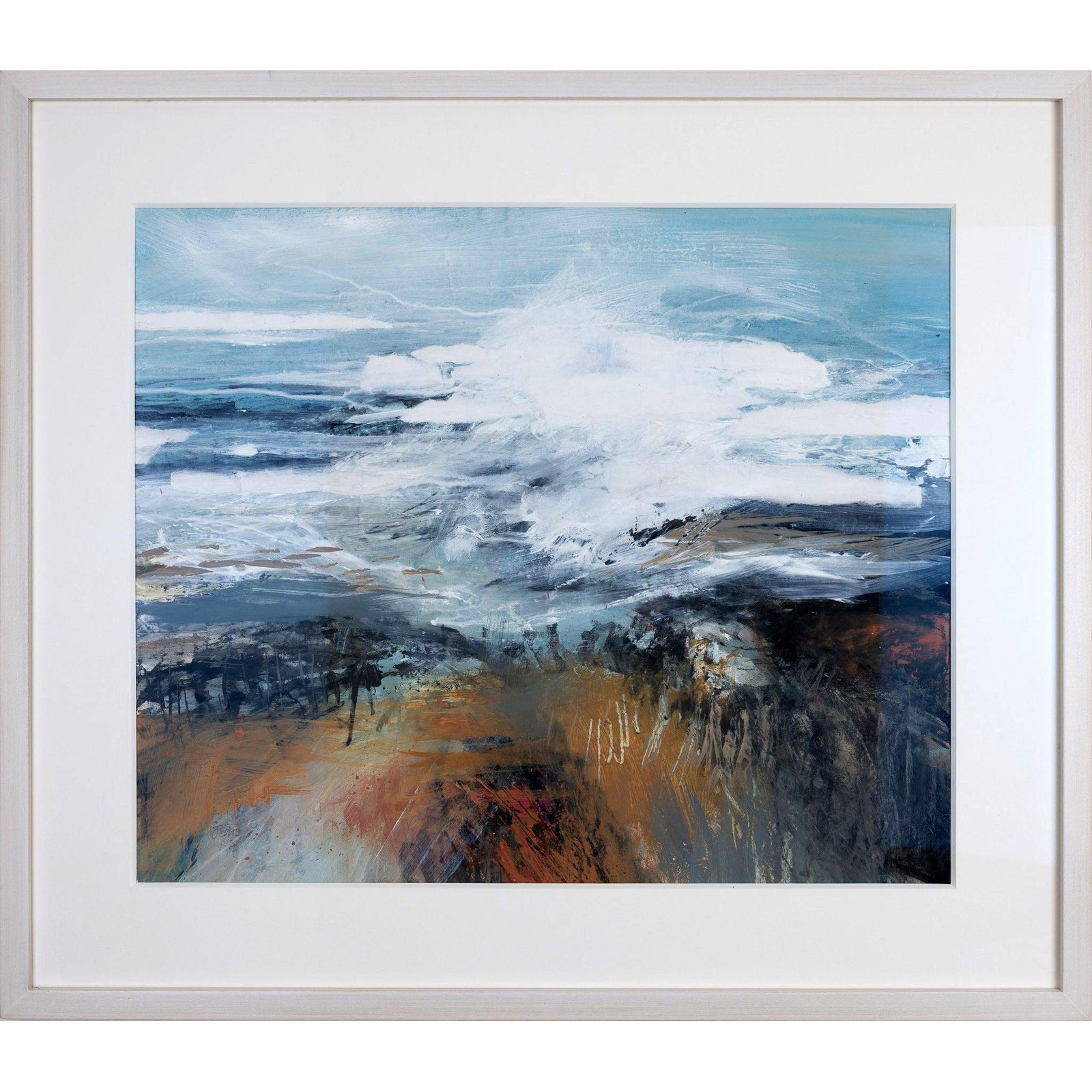 'Onrushing Tide' mixed media original by Jo Ellis, available at Padstow Gallery, Cornwall