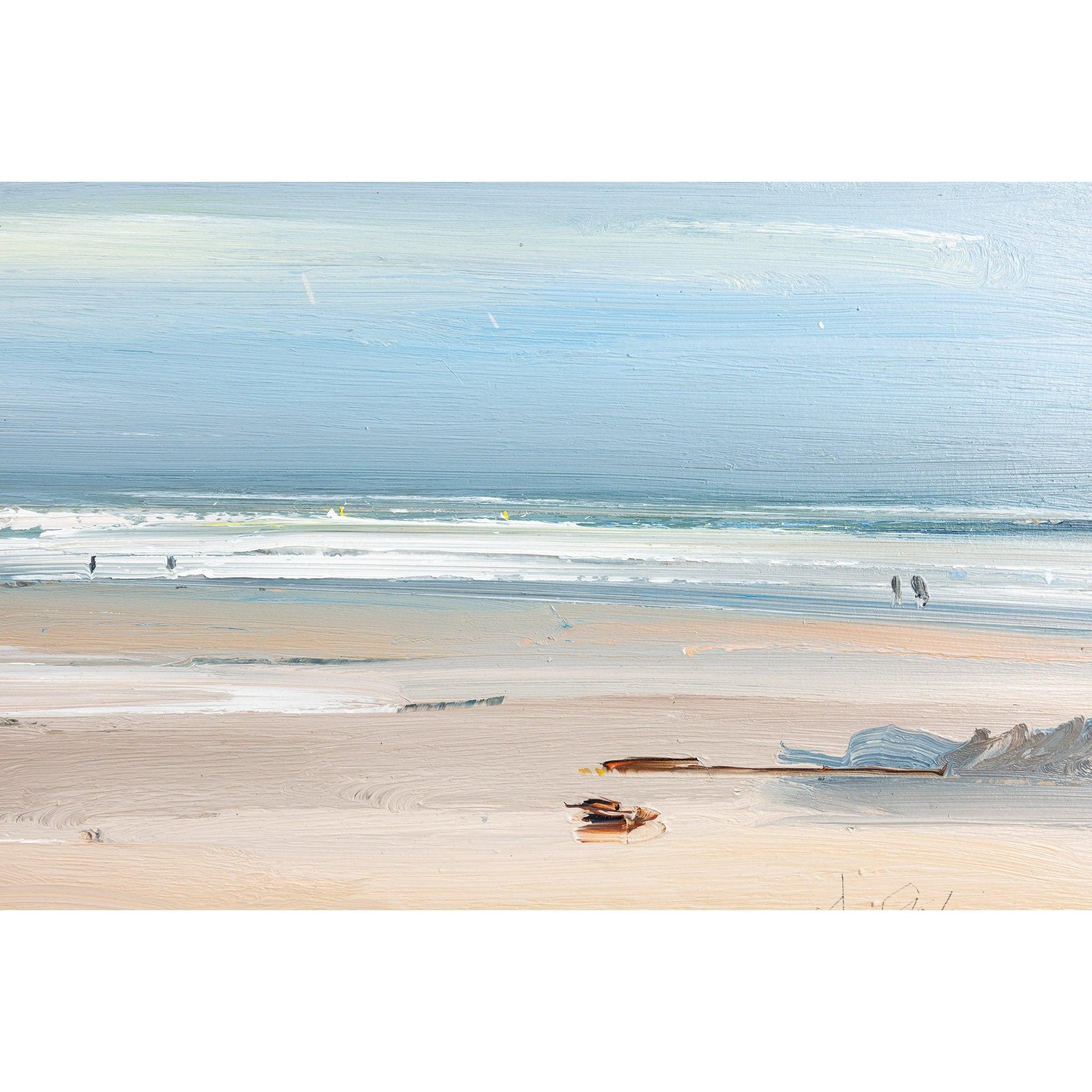 ‘Polzeath Beach on an Autumn day' oil on board original by David Atkins, available at Padstow Gallery, Cornwall