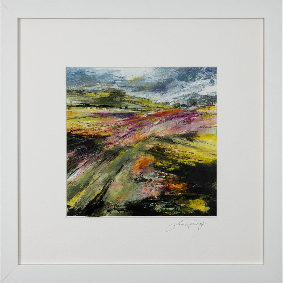 &#39;Fertile land - Combeshead&#39; mixed media original by Sarah Pooley, available at Padstow Gallery, Cornwall.