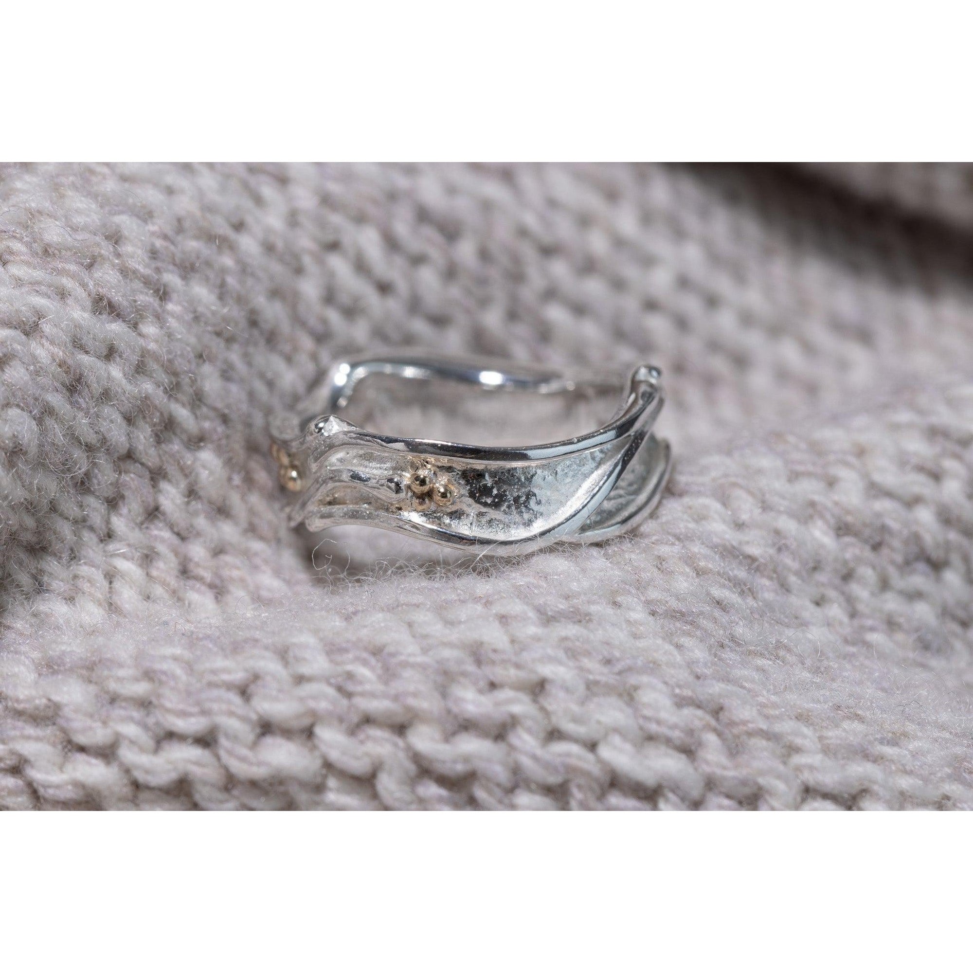 'LG56 - Silver Ring with 9ct Gold' by Les Grimshaw, available at Padstow Gallery, Cornwall