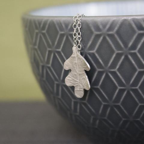 JT284 Baby Watercolour Oak Leaf Pendant by Jo Tinley, at Padstow Gallery, Cornwall